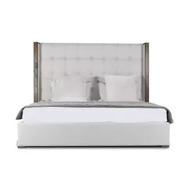 Кровать Berkley Wingedi Box Tufted Wood серого цвета 200х200 с подъёмным механизмом