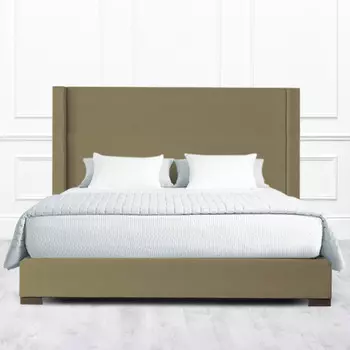 Кровать Carrollton из массива с обивкой цвета хаки