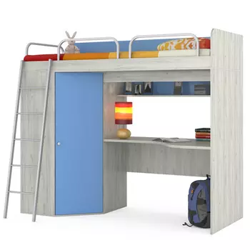 Кровать-чердак тетрис со столом