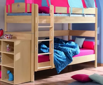 Кровать двухъярусная Fleximo с прямой лестницей