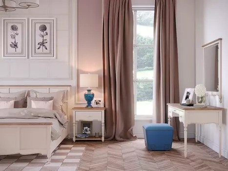 Кровать двуспальная Leblanc c изножьем бежевого цвета