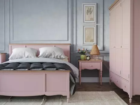 Кровать двуспальная Leblanc c изножьем цвета лаванды 160х200