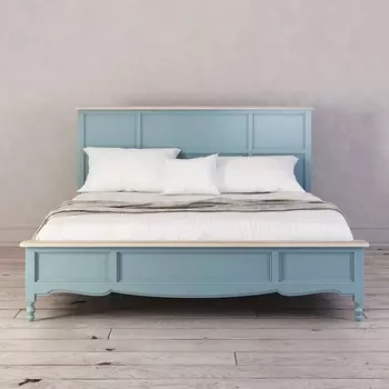 Кровать двуспальная Leblanc голубого цвета 180х200