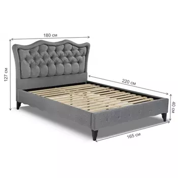 Кровать двуспальная Mabel 160х200 серого цвета