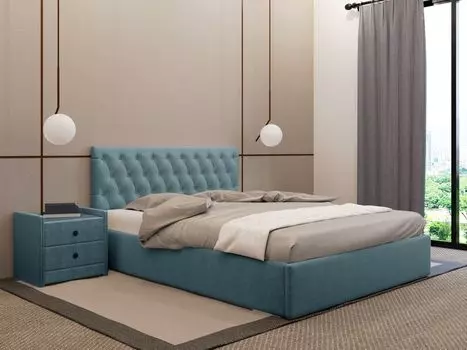 Кровать фрейлина 120х200 цвета морской волны с подъемным механизмом