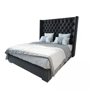 Кровать Jackie King велюр черный 140х200