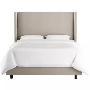 Кровать Kelly Wingback Gray Velvet бежевого цвета 160х200