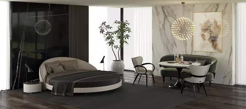 Кровать круглая Apriori l с изголовьем бежевого цвета диаметр 220