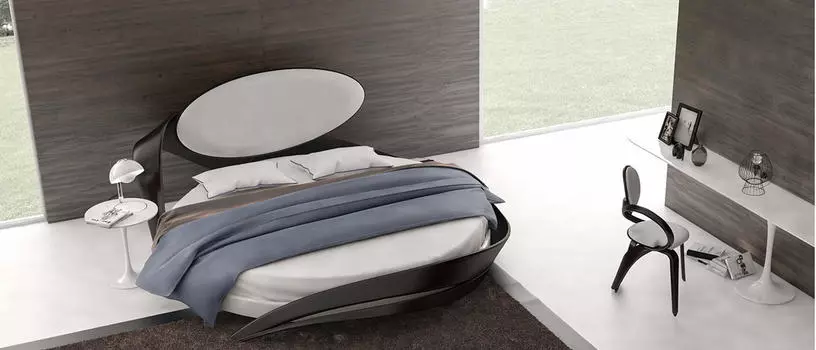 Кровать круглая Brazo бело-бежевого цвета диаметр 220