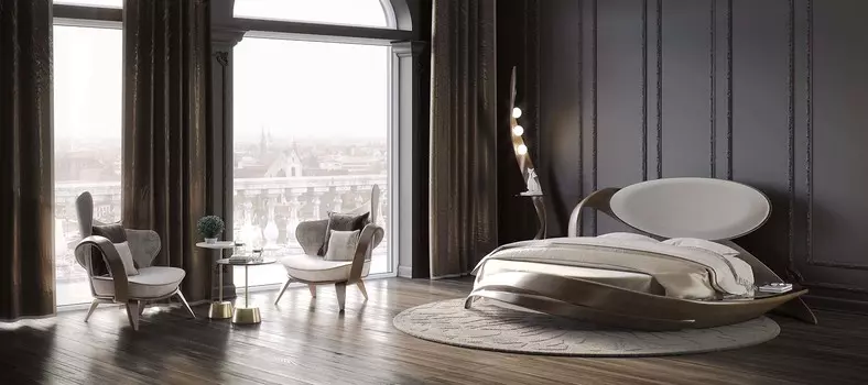 Кровать круглая Brazo бело-розового цвета диаметр 220