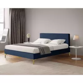 Кровать Landy Dark Blue темно-синего цвета 160х200 с подъемным механизмом