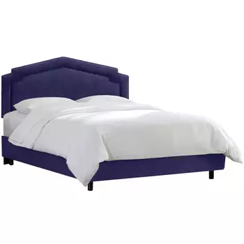 Кровать Nina Notched Blue Velvet синего цвета 180х200