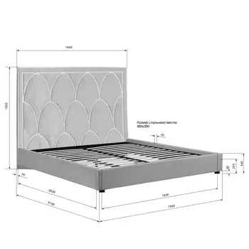 Кровать Petals Queen черного цвета 180х200