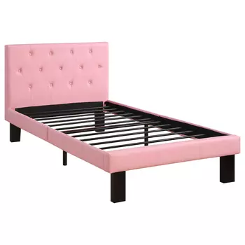 Кровать Poundex Faux Leather розового цвета 90х200