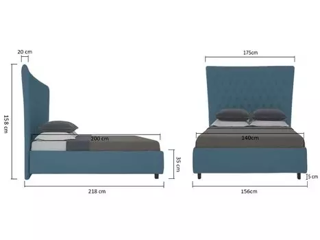 Кровать Quicksand велюр морская волна 140х200