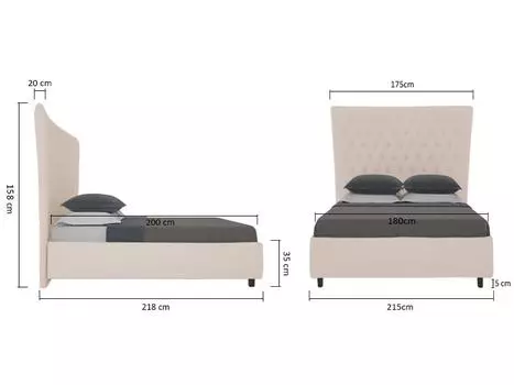 Кровать Quicksand велюр светло-бежевый 180х200