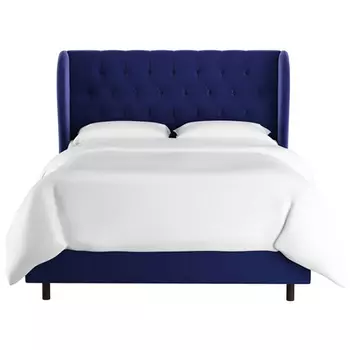 Кровать Reed Wingback Blue Velvet синего цвета 160х200