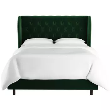 Кровать Reed Wingback Emerald Velvet зеленого цвета 160х200