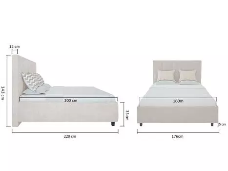 Кровать "Royal Black" велюр серый 160х200