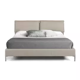 Кровать с мягким изголовьем бежевого цвета 180x200