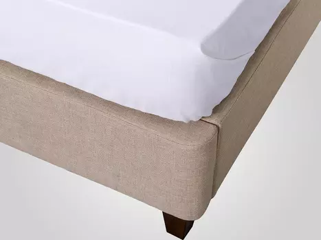 Кровать с обивкой из ткани бежевого цвета 180x200