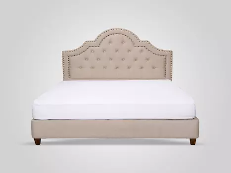 Кровать с обивкой из ткани бежевого цвета 140x200