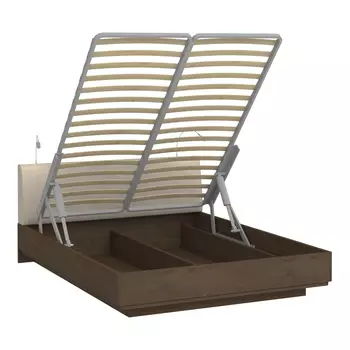 Кровать сиена 160х200 с бежевым изголовьем и двумя светильниками