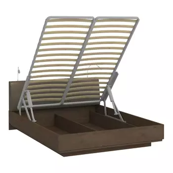 Кровать сиена 160х200 с серым изголовьем и двумя светильниками