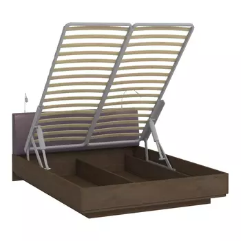 Кровать сиена 160х200 с сиреневым изголовьем и двумя светильниками