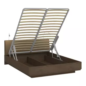 Кровать сиена 180х200 коричневого цвета с двумя светильниками