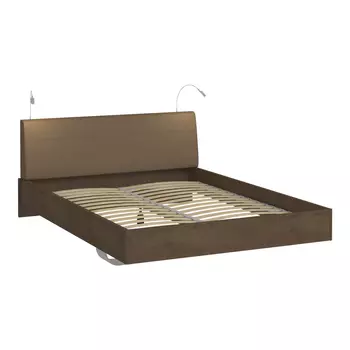 Кровать сиена 180х200 коричневого цвета с двумя светильниками