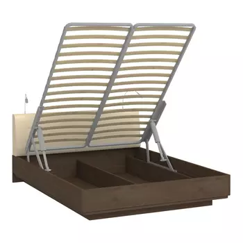 Кровать сиена 180х200 с бежевым изголовьем и двумя светильниками