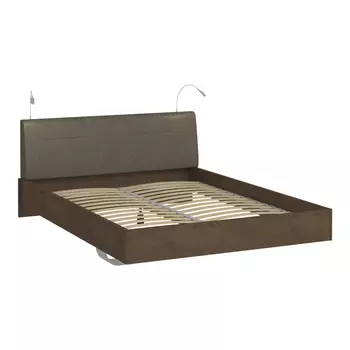 Кровать сиена 180х200 с серым изголовьем и двумя светильниками