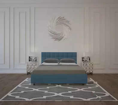 Кровать Wales велюр морская волна 140х200