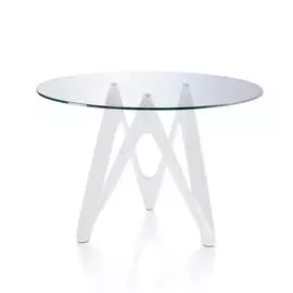 Круглый обеденный стол с белыми ножками