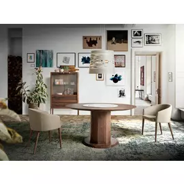 Круглый обеденный стол с керамической вставкой