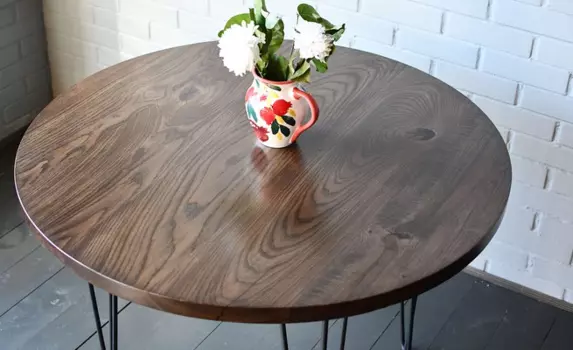 Круглый стол Slab Oak Shpilki с ножками-шпильками