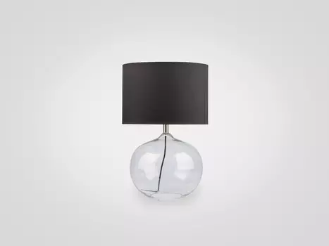 Лампа настольная на ножке из прозрачного стекла с черным абажуром