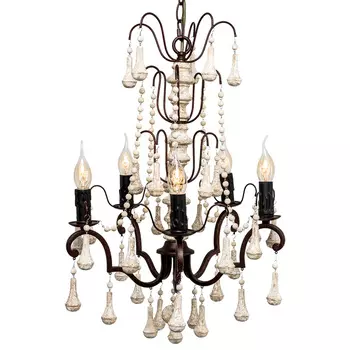 Люстра бонетт с деревянными подвесками