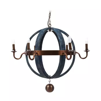 Люстра Federico в виде деревянных обручей с металлическими канделябрами