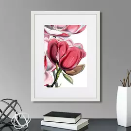 Набор из четырех репродукций картин Himalaya Plants Pink-Flower on White