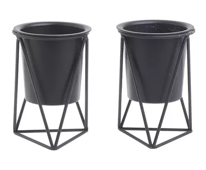 Набор из двух кашпо черного цвета