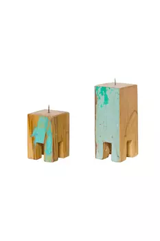 Набор подсвечников из массива древесины старого рыбацкого судна