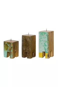 Набор подсвечников из массива древесины старого рыбацкого судна