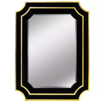 Настенное зеркало альваро в раме черно-золотистого цвета