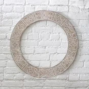 Настенное зеркало Persia Circle Sepia в раме из массива сосны