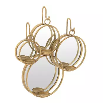 Настенное зеркало в металлической раме с подсвечниками