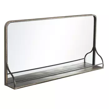 Настенное зеркало в металлической раме с полкой