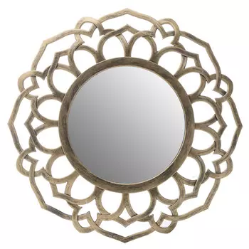 Настенное зеркало в золотой раме из пластика