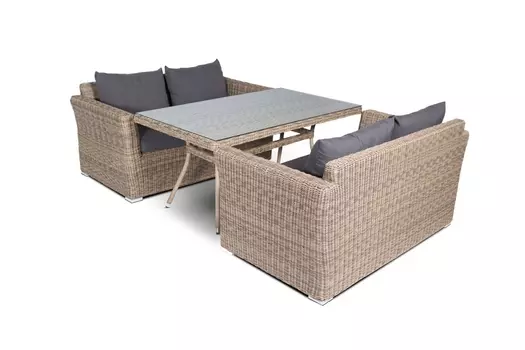 Обеденная группа мокко из искусственного ротанга